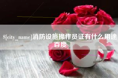 项城消防设施操作员证有什么用途百度